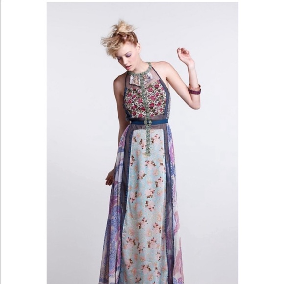 NEW Byron Lars Wilderflora Patchwork Maxi Dress 4 - Picture 4 of 8